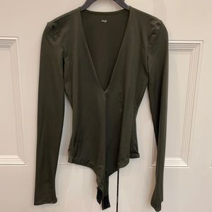 ALIX NYC Irving Deep V Long Sleeve Bodysuit